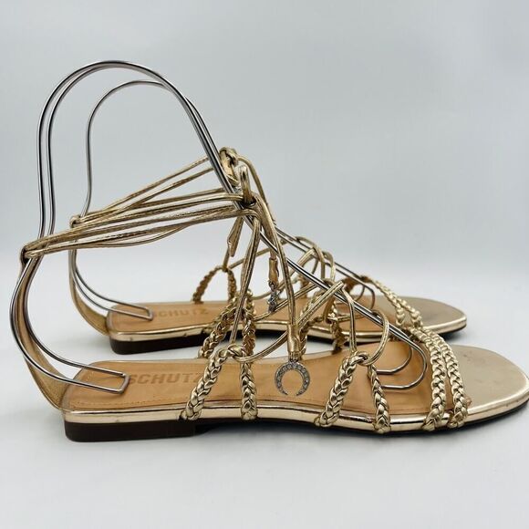 Schutz Lunah Braided Flat Gladiator Sandals Size 9.5B - Picture 9 of 13